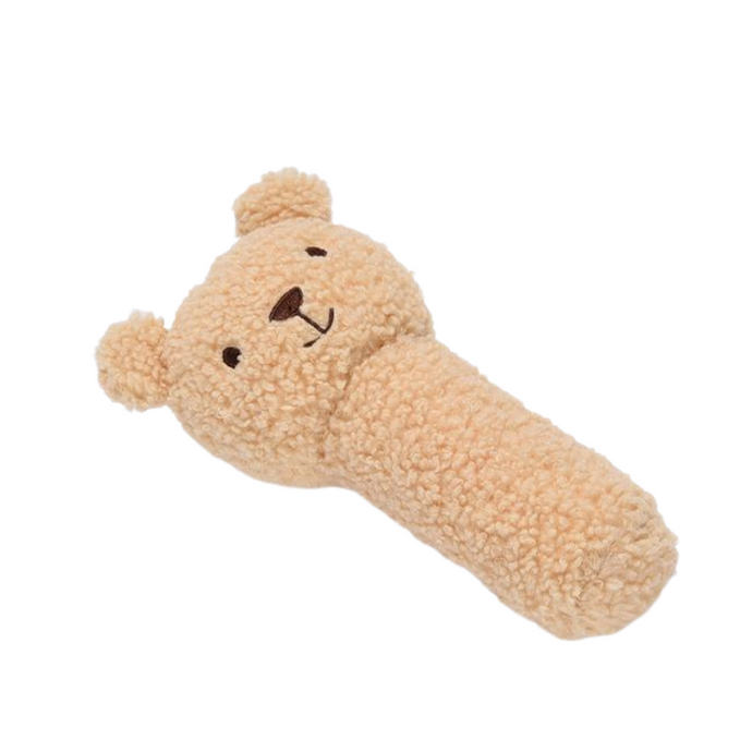 Sweet Curly Rattle Stick - Brown Bear