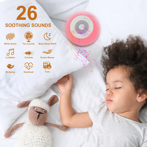 [NYZE] Portable Baby Sleep Soother | White Noise Machine with 26 Soothing Sounds and 7 Color LED Nightlights, Sleep Sound Therapy for Baby Toddlers Adults Insomnia