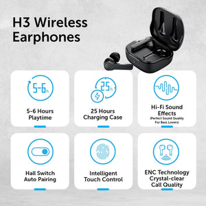 [NYZE] H3 True Wireless Stereo Earbuds Bluetooth 5.1 with Intelligent Touch Control,Hi-Fi Sound Effects,ENC Technology - H3 TWS