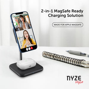 [NYZE] 2-in-1 MagSafe Wireless Charger Stand Magnetic Charging Station Dock for iPhone 12 / 13 Series, AirPods Pro/2 with up to 15 Watts Fast Charging